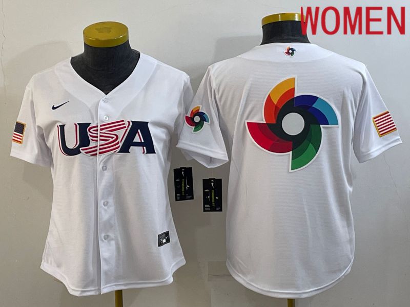 Women 2023 World Cub USA Blank White Nike MLB Jersey5->youth mlb jersey->Youth Jersey